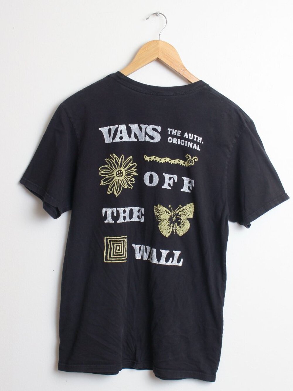 Vans Off The Wall Shirt Mens Large Black Trippy Grin Floral Tee